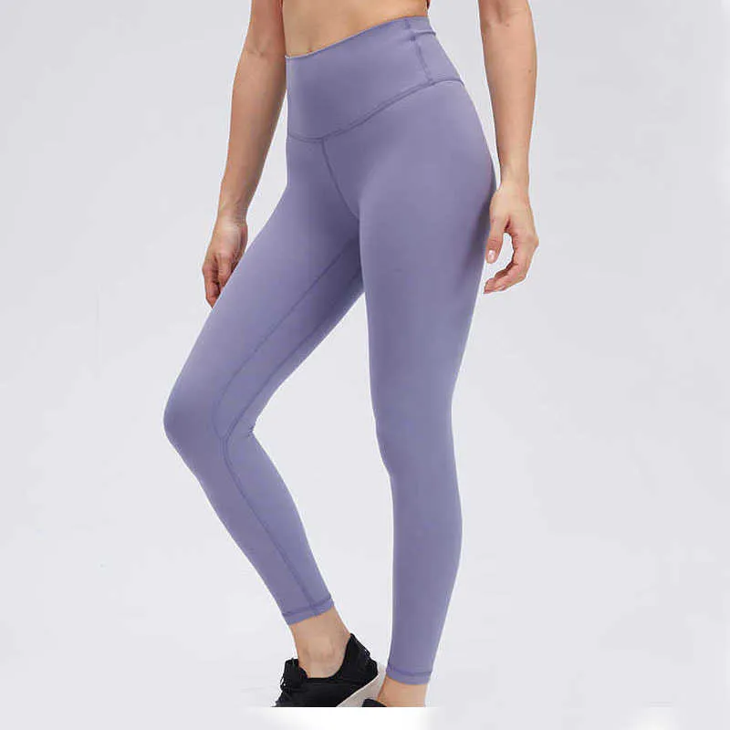 L-85 Materiale nudo Leggings da yoga da donna Completi Tinta unita Sport Abbigliamento da palestra Pantaloni Vita alta Elastico Fitness Lady Collant generale Allenamento