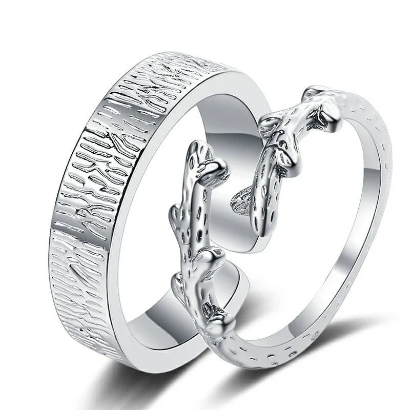 Romantic Couple Ring For Women Men Punk Forever Love Promise Wedding Rings Valentine Day Gift