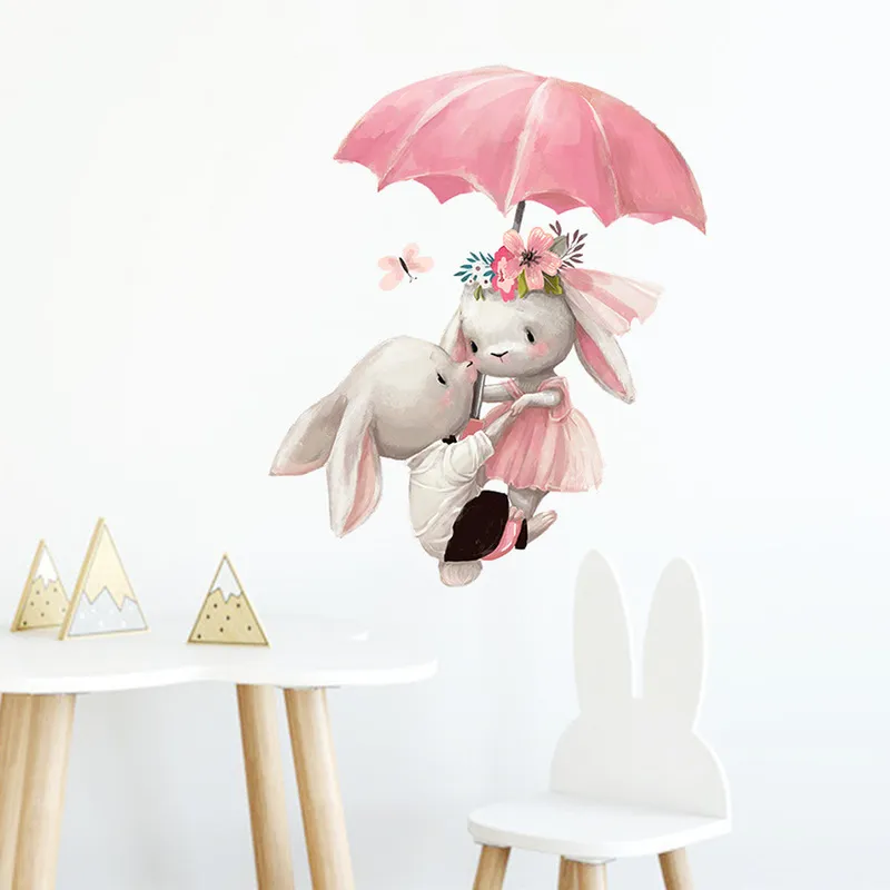 Cute Rabbit Series Bunny Wall Stickers For Kids Baby Room Home
