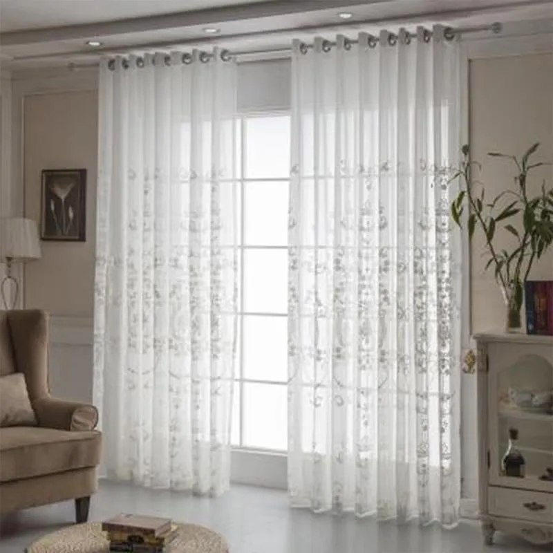 Curtain & Drapes Embroidered White Gauze Cotton Linen European Encryption Bedroom Living Room Bay Window Balcony CurtainCurtain