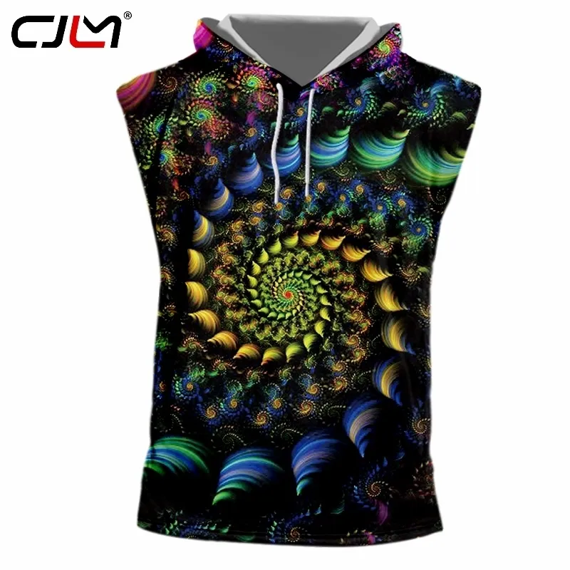 Mens Colored Vortex Creative Selling Hooded Tank Top 3D Printed Casual Circular Pattern Large Size 5XL 220623
