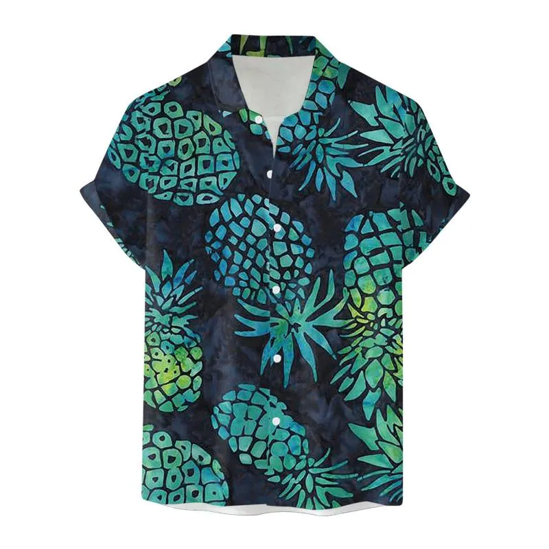 Męskie koszule hawajskie koszula męskie 3d ananasowy druk plaży mody mody męskie luźne topy męskie topy męskie streetwearmen's