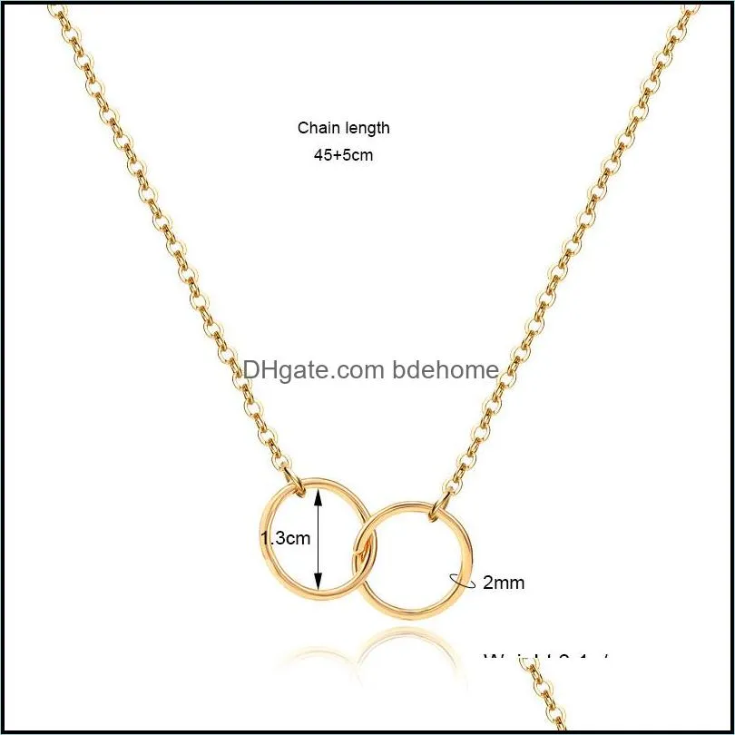 double circle pendant clavicle necklace for women fashion designer gold silver chain necklaces valentines day gift