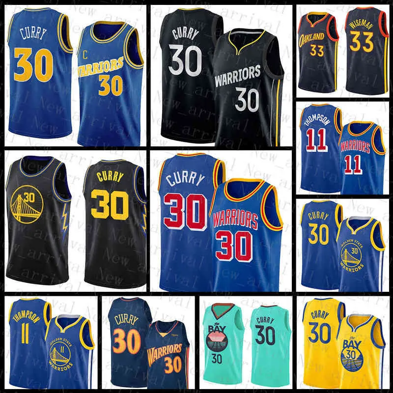 Stephen Curry Maillot de basket-ball James Wiseman Ky Thompson 30 33 11 Orange