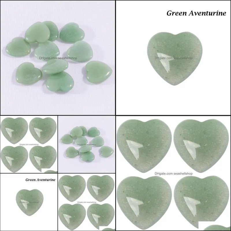 heart shaped stone natural green quartz gemstone crystal healing chakra reiki craft fun toys 20x6mm