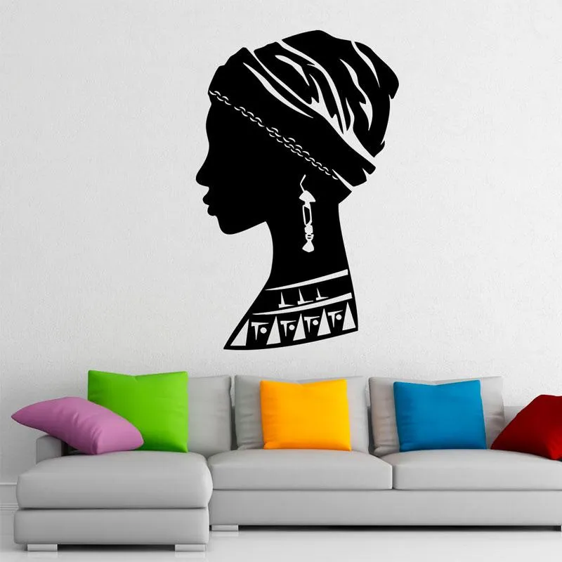ウォールステッカーアフリカアフリカのデカールステッカー美しい女性インテリアホームデザインアート壁画ベッドルーム装飾リムーバブルモダン3235