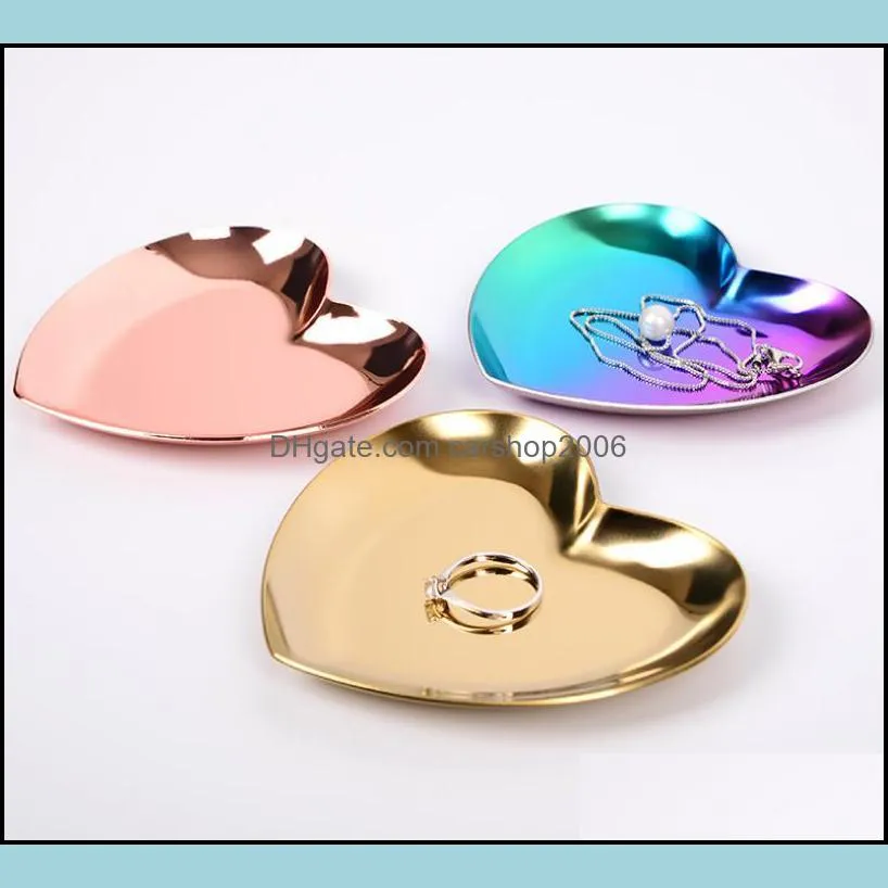 display tray jewelry tray heart shape wed plate colored metal tray home storage popular decoration ornament sn3573