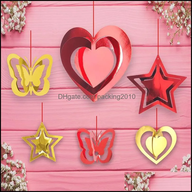 shopping mall love 3d ornaments window background heart-shaped decorations creative valentines day colorful supplies pendant vtky2172