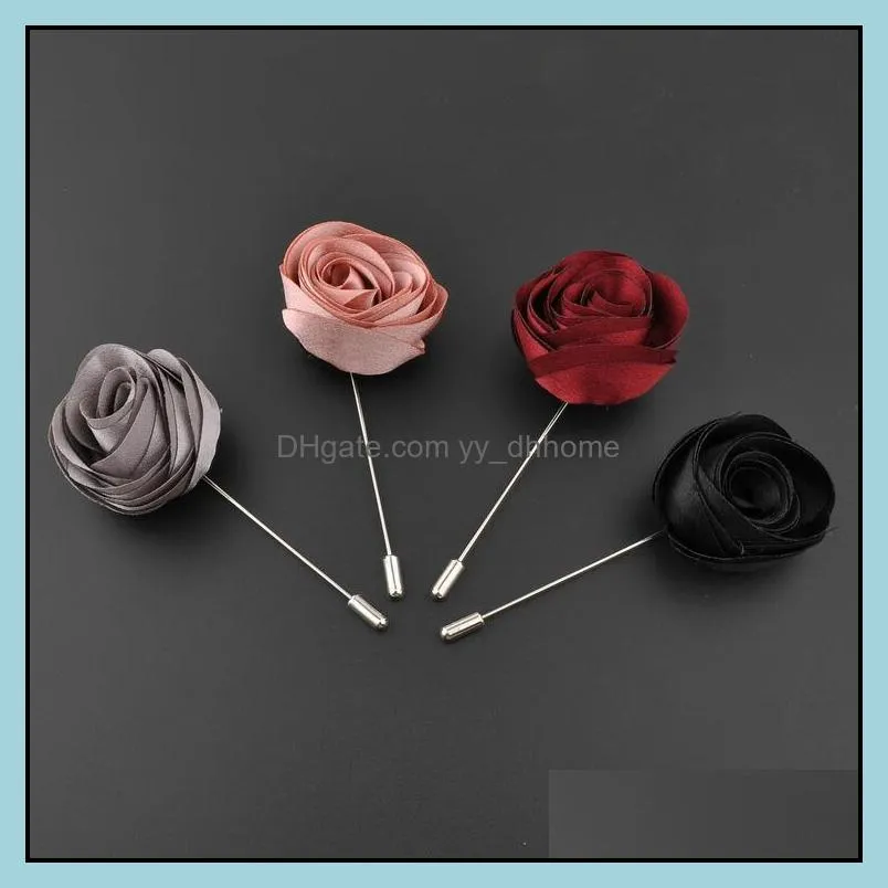 ribbon lapel flower rose hot sale handmade boutonniere brooch pin men`s accessories brooches pins jewelry wholesale 0402wh