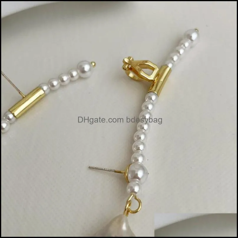 dangle & chandelier tiny faux pearl decor long drop earrings for women party irregular flat freshwater weddings fashion jewelrydangle