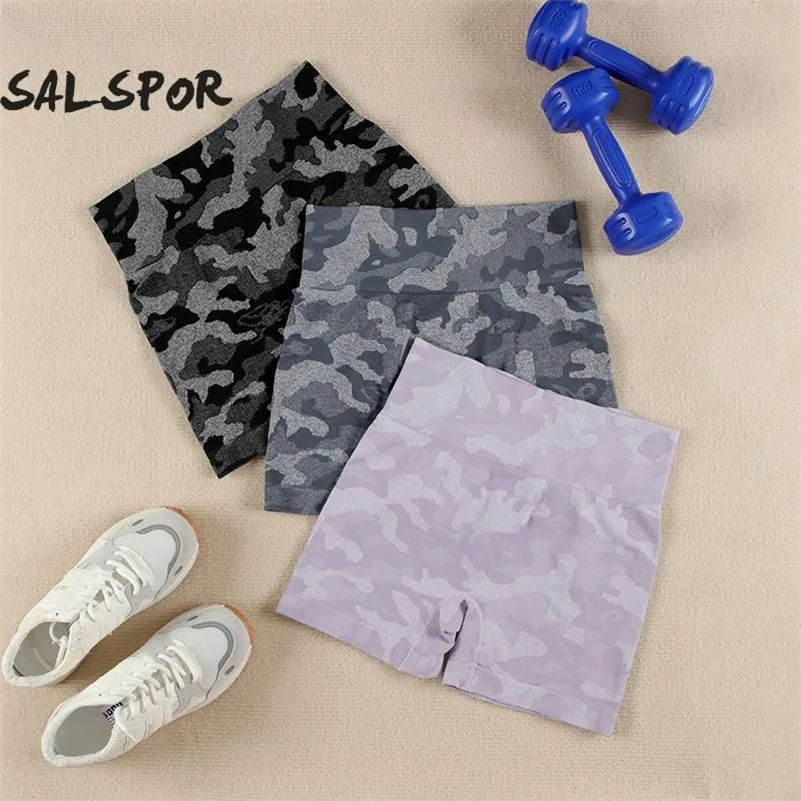 SALSPOR Mode Camouflage Sportshorts Vrouwen Yoga Training Stretch Ademende Broek Vrouw Fitness Oefening Fietsbroek 220801
