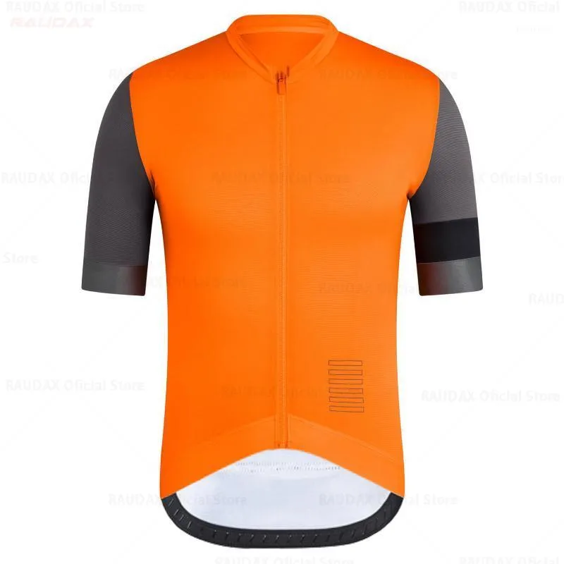 Maglia da ciclismo arancione da uomo Raudax 2022 Pro Team Abbigliamento estivo Maglie sportive da corsa ad asciugatura rapida Maglie da bicicletta