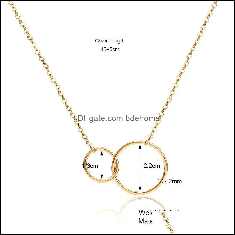 double circle pendant clavicle necklace for women fashion designer gold silver chain necklaces valentines day gift