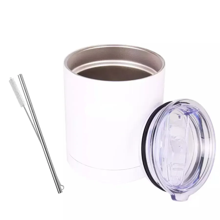10oz Sublimation Lowball Cup travel mug straight tumbler stainless steel double wall vacuum therm drinkware with lid straw