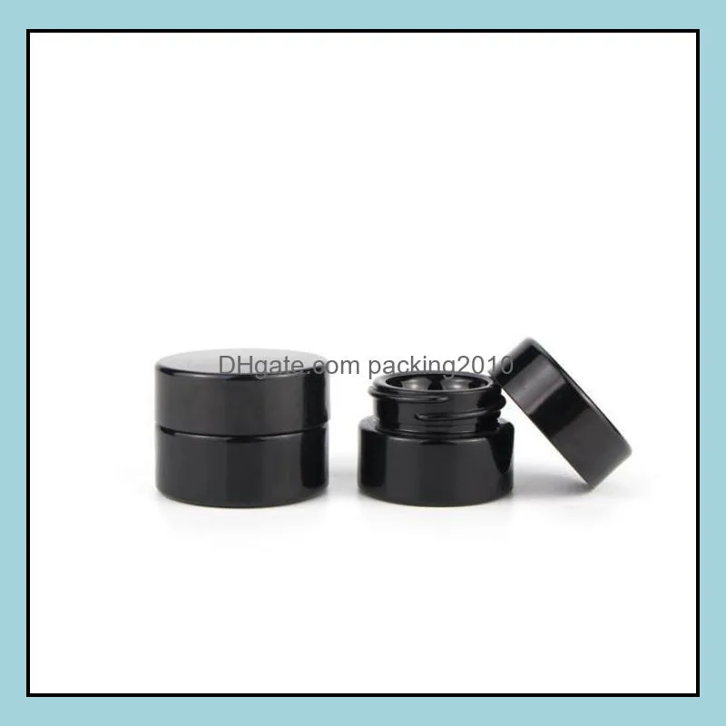 UV Protection Full Black 5ml Glass Cream Jars Bottle Wax Dab Dry Herb Concentrate Container SN3913