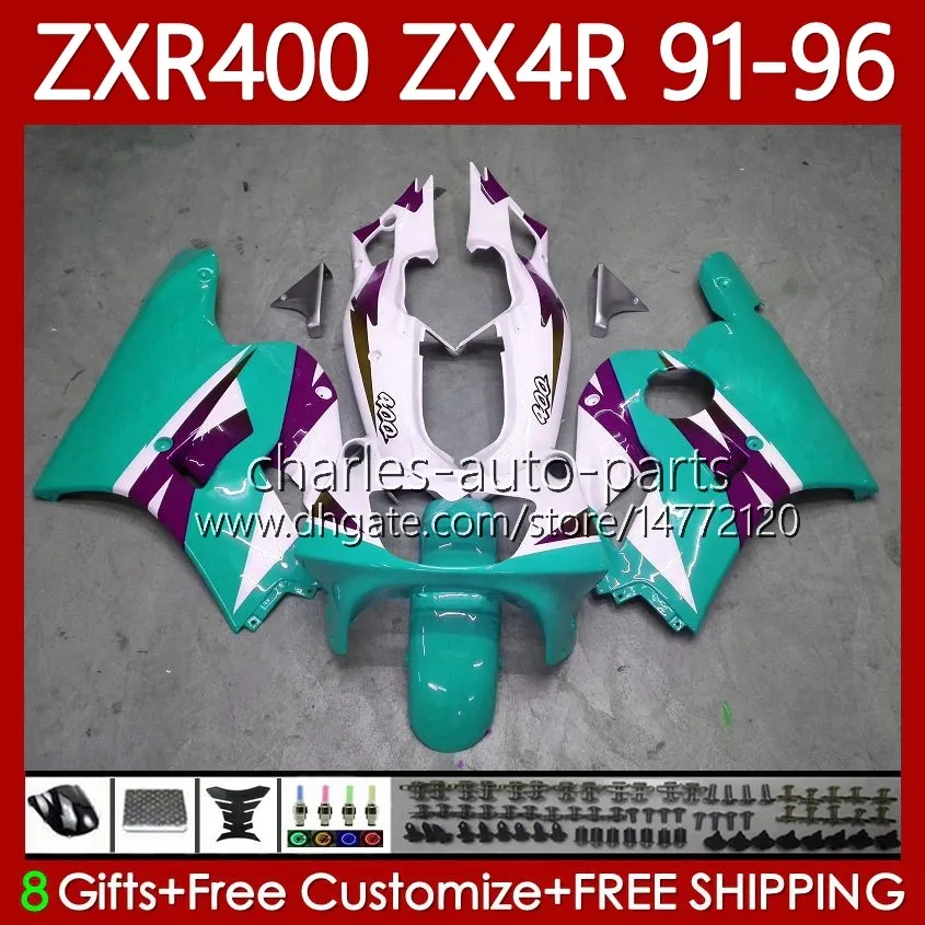 Kit carenature per KAWASAKI NINJA ZX4R 400CC ZXR-400 1991 1992 1993 94 95 96 Carrozzeria 138No.104 ZXR 400 CC Ciano viola X-4R ZX 4R Carenatura ZXR400 91 92 93 1994 1995 1996 Corpo