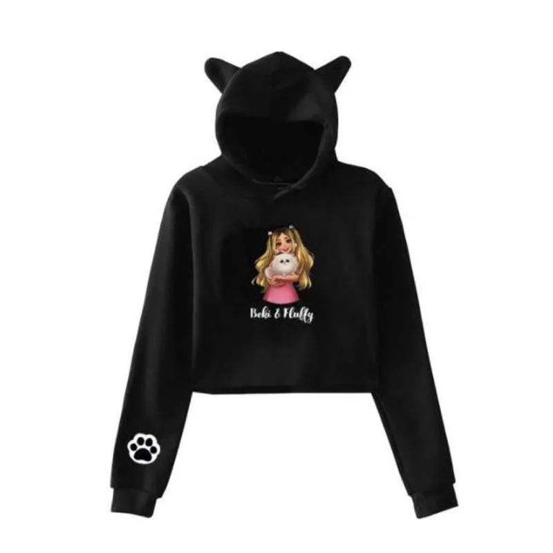 Hoodies للنساء من النوع الثقيل ربيكا جناح Merch Beki Fluffy Crop Top Hoodie Women Harajuku