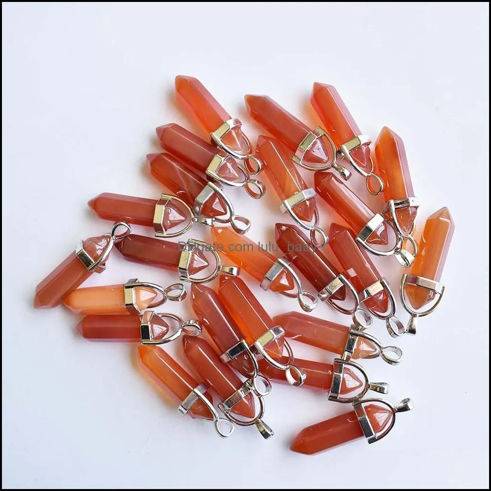 natural stone red onyx bullet shape charms point Chakra pendants for jewelry making diy necklace earrings