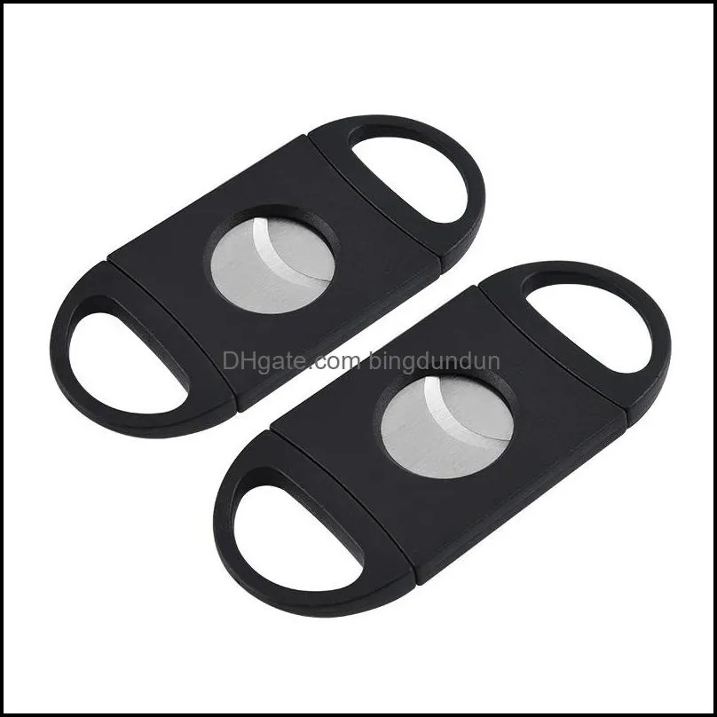Stainless Steel Cigar Cutter Portable Plastic Blade Pocket Cutters Round Tip Knife Scissors Cigars Tools