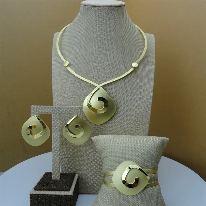 Yuminglai Classic Simple Jewelry Dubai Set di gioielli in oro Gioielleria raffinata FHK6440 201222