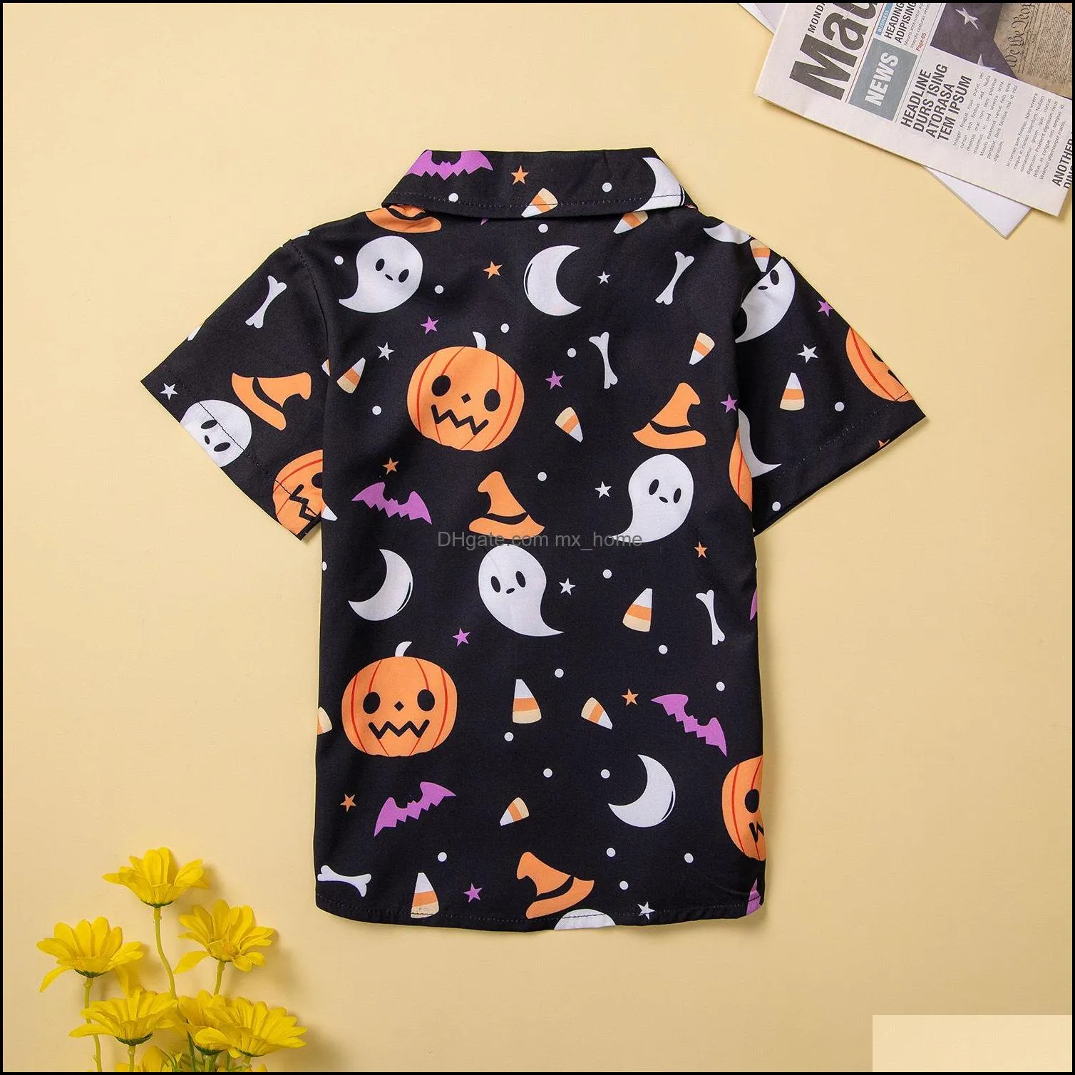 kids clothing sets boys halloween outfits children pumpkin short sleeve shirt tops shorts 2pcs/set summer fashion baby clothes z6826