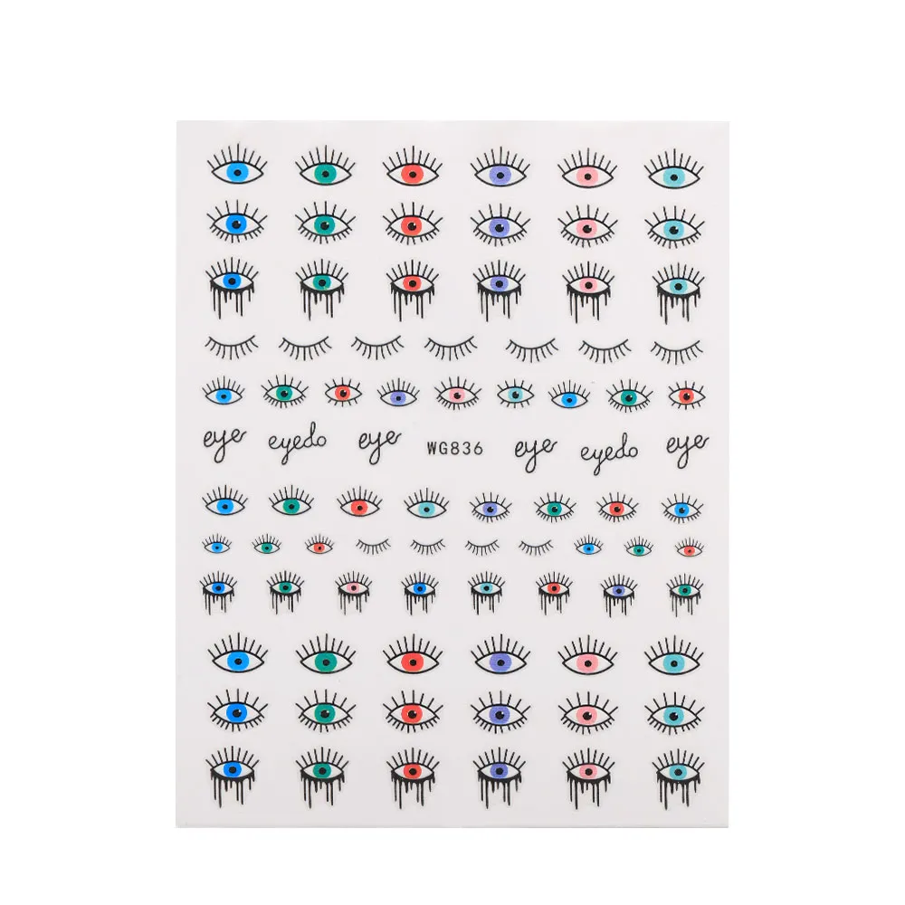 Neue Lucky Blue Colorful Evil Eye Nagelaufkleber 3D-Nagelaufkleber für Nagelstudios Einfach anzubringen, selbstklebendes Design, langlebig