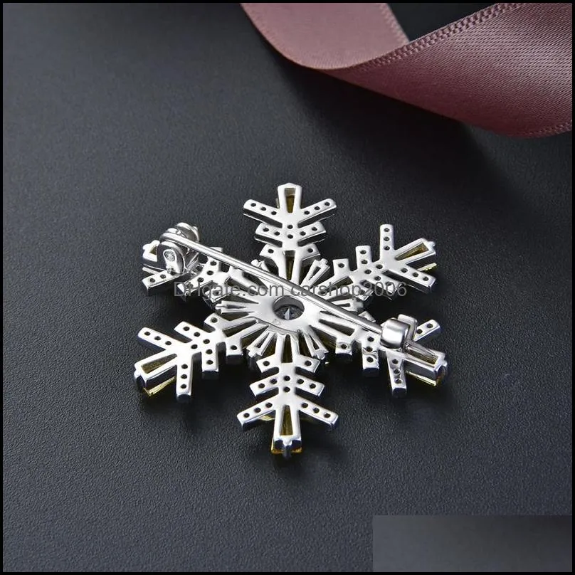 100% Pure 925 Sterling Silver Snowflake Brooch for Women Korea Pins Coat Artdeco Brooches Jewelry Christmas Gift YMBR004
