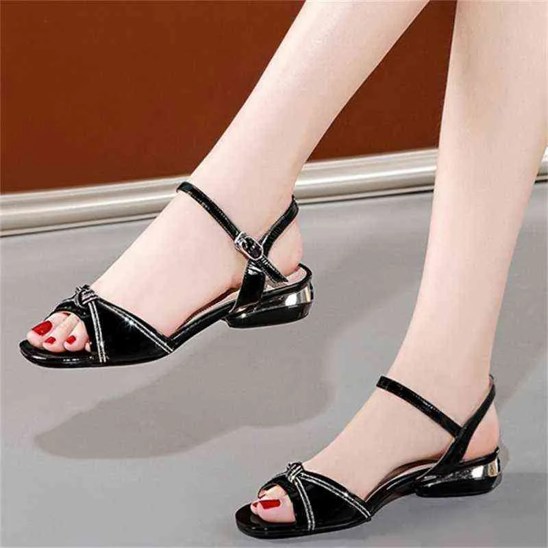 Summer Sandals Women Black Beige Party Styleleather CM CM Heel Wedge Women’s Sandals J220527