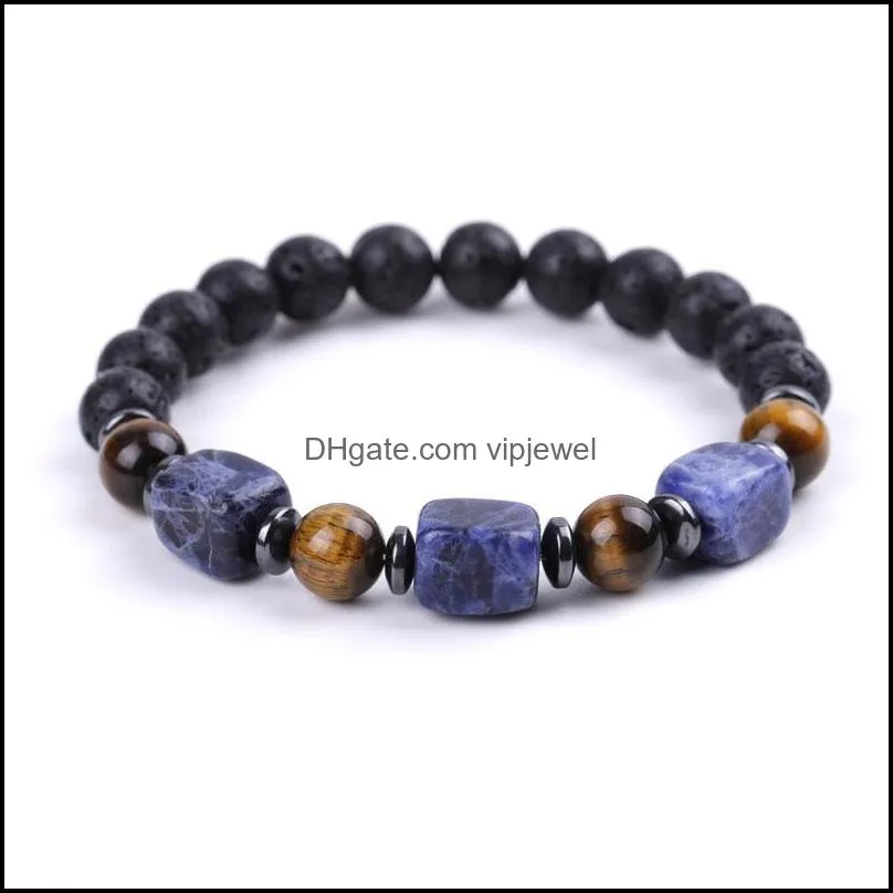 natural lava stone strands energy beaded charm bracelets for women men handmade party club yoga jewelry