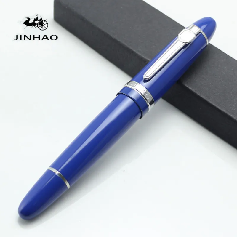 JINHAO 159 school office supplies pen Luxury blue & silver 18k nibB fountain high quality writing Y200709