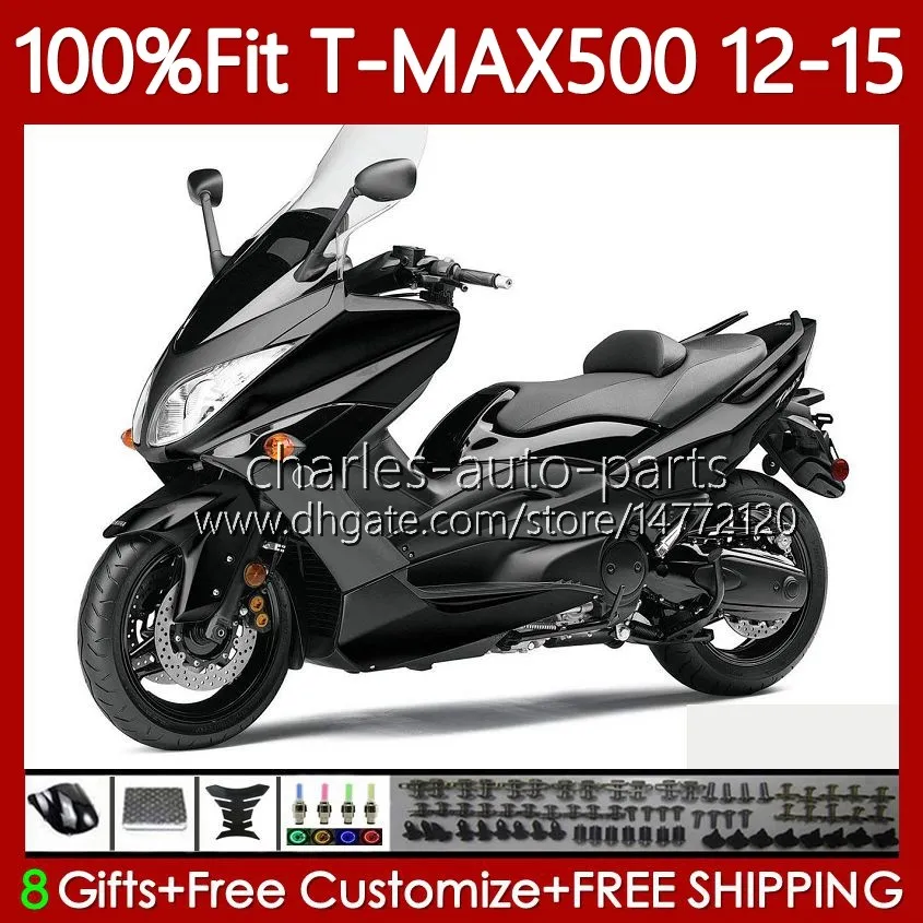 Injection mold Fairings For YAMAHA TMAX-500 MAX-500 T MAX500 12-15 Bodywork 113No.0 TMAX MAX 500 TMAX500 12 13 14 15 T-MAX500 2012 2013 2014 2015 OEM Body Glossy Black