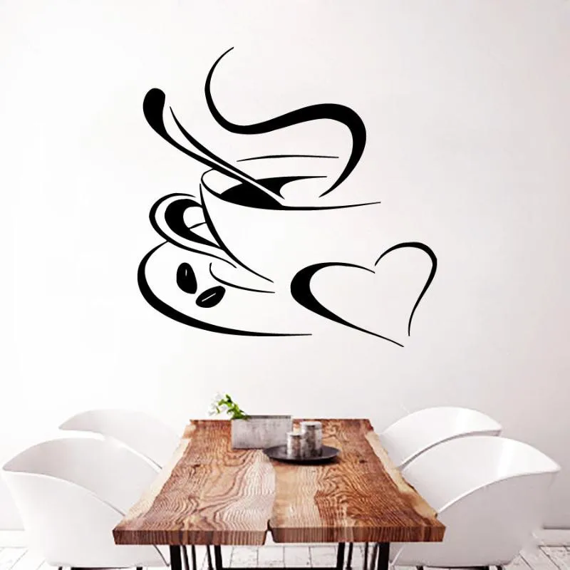 Stickers muraux Café Arôme Avec Amour Cuisine Chambre Décoration Beauté Mode Autocollant Décor À La Maison Art Amovible Affiche Murale LY1554