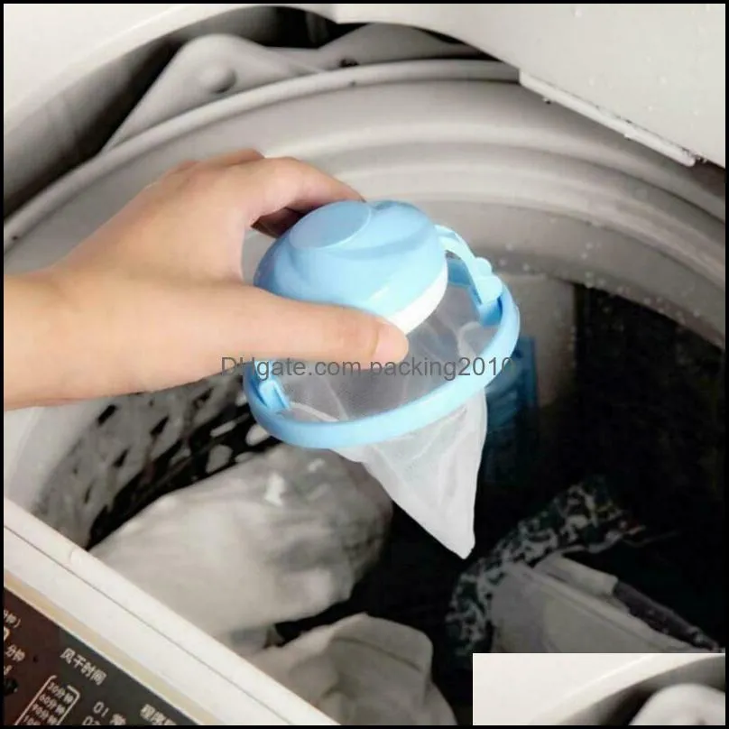 Home Floating Lint Hair Catcher Mesh Pouch Washing Machine Laundry Filter Bag Pink Blue Green DEC498