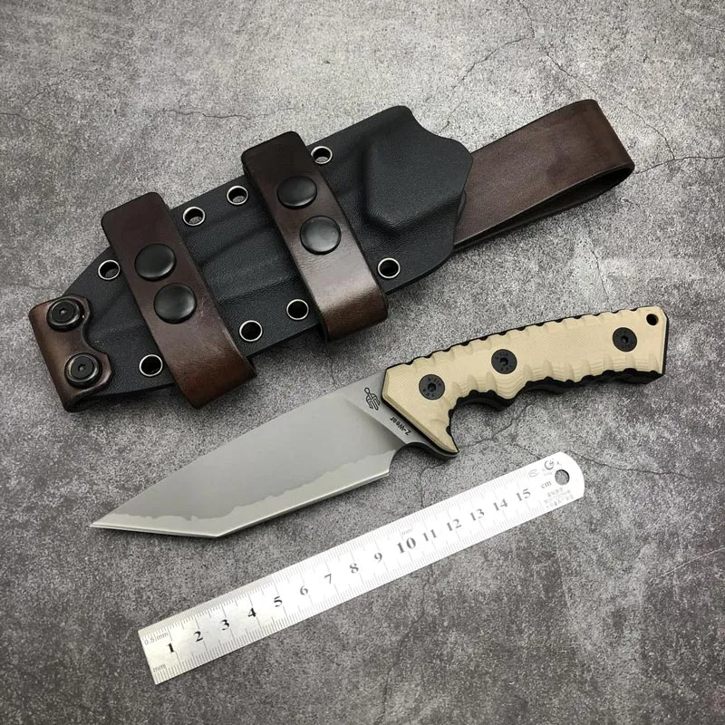 Miller Bros.Blades M27 Recht mes AUS-8 Tanto Blade G10 handvat met Kydex schede Survival Militaire Tactical Gear Defense Outdoor Jacht Camping Zakmessen