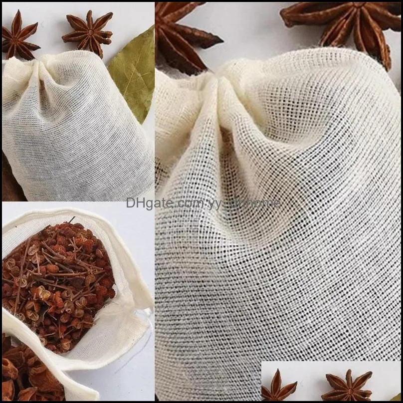 100 Pcs Lot Gauze Tea Filter Pot Stewed Meat Spice Cook Primary Color Pouch New Convenient Kitchen Supplies Soup Bag Multiple Uses 5gr3