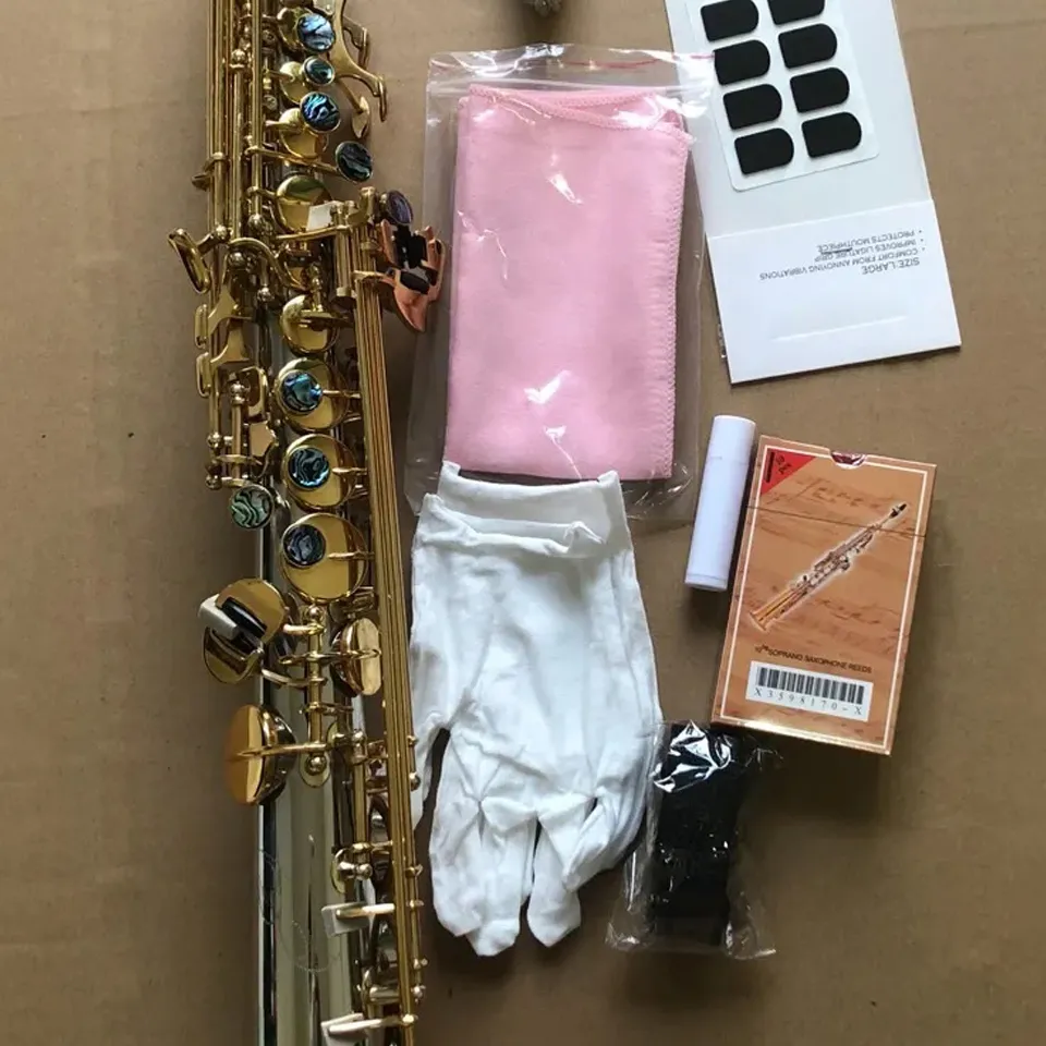 High-end originele YSS-875Ex-structuur b-afgestemde hoog geplande saxofoon wit koper vergulde professionele tonen sax saussopraan