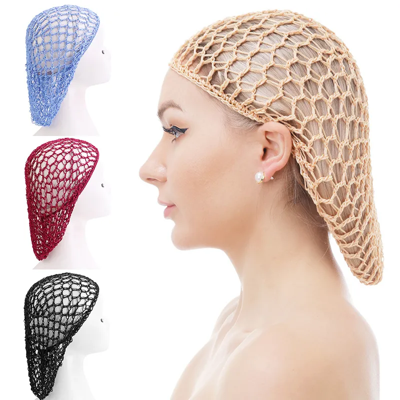 2022 Ny handgjorda virkade hår snood med elastiskt band mesh head cover wrap hår makeup skönhet hår net tillbehör