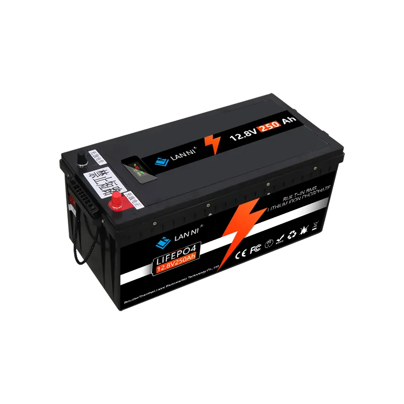 LiFePO4 battery 12v250ah, built-in BMS display, used for golf cart, forklift, inverter, Campervan and solar energy