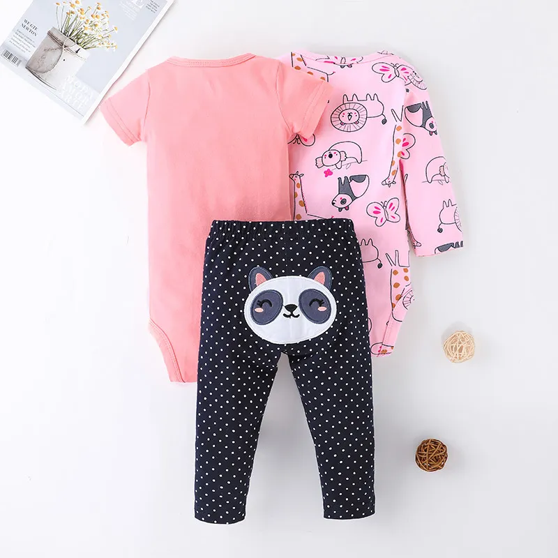 Set di abbigliamento Born Baby Girl Cute Cartoon Clothes Solid Climbing Suit Sleeve Pagliaccetto 33fla T2