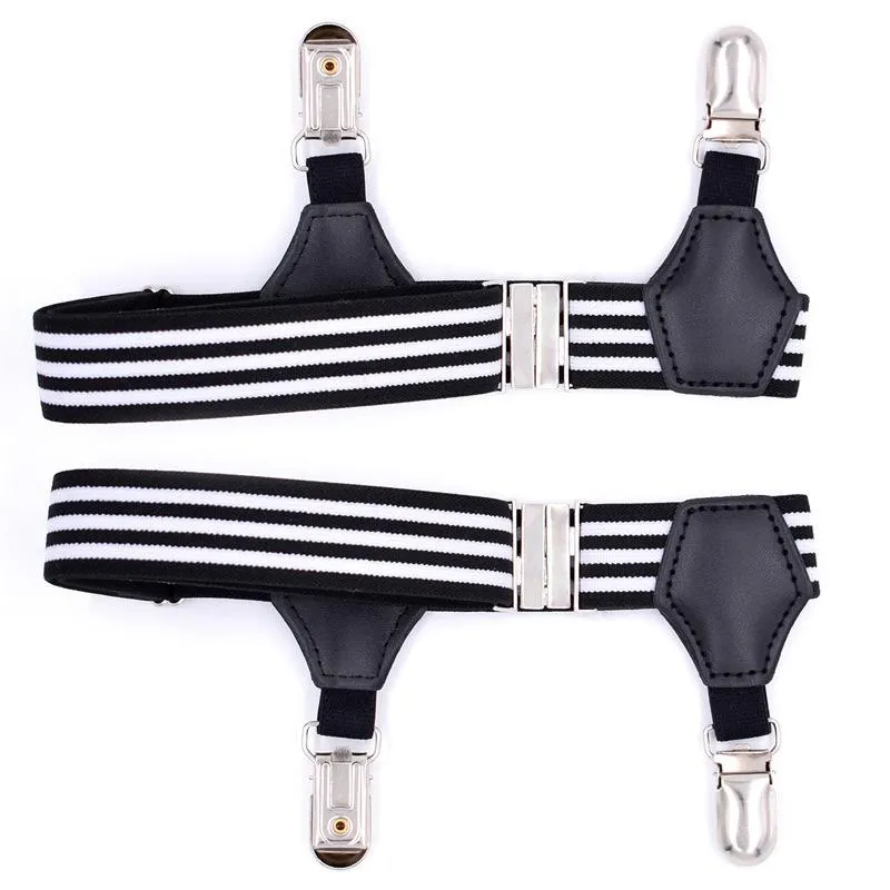 Ceintures Chemise Femme Porte Jarretelles Noir Blanc Rayures Chaussettes Clips Argent Bas Bretelles Longueur Réglable HDW9020Belts