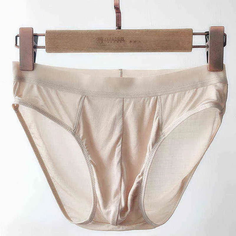 Mäns 100% Real Silk Thin Type Briefs Trosor Underkläder underkläder plus storlek M L XL 2XL 3XL 1067 T220816