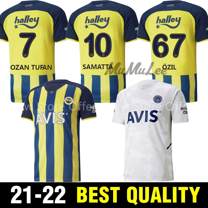 21 22 فنربخشه لكرة القدم تي شيرت 2021 2022 Camisetas De Home Mesut Ozan Tufan Perotti Samatta Camiseta زي كرة القدم