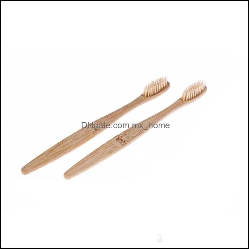 Eco friendly bamboo toothbrush pack of 5 flat handle with Kraft box travel disposable for hotel and home