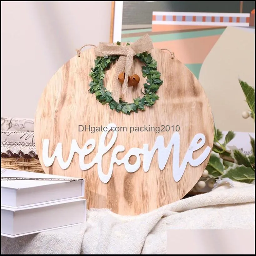 wood hanging wreath novelty items diameter 30cm outdoor party home decor wooden restaurant round crafts rustic welcome sign