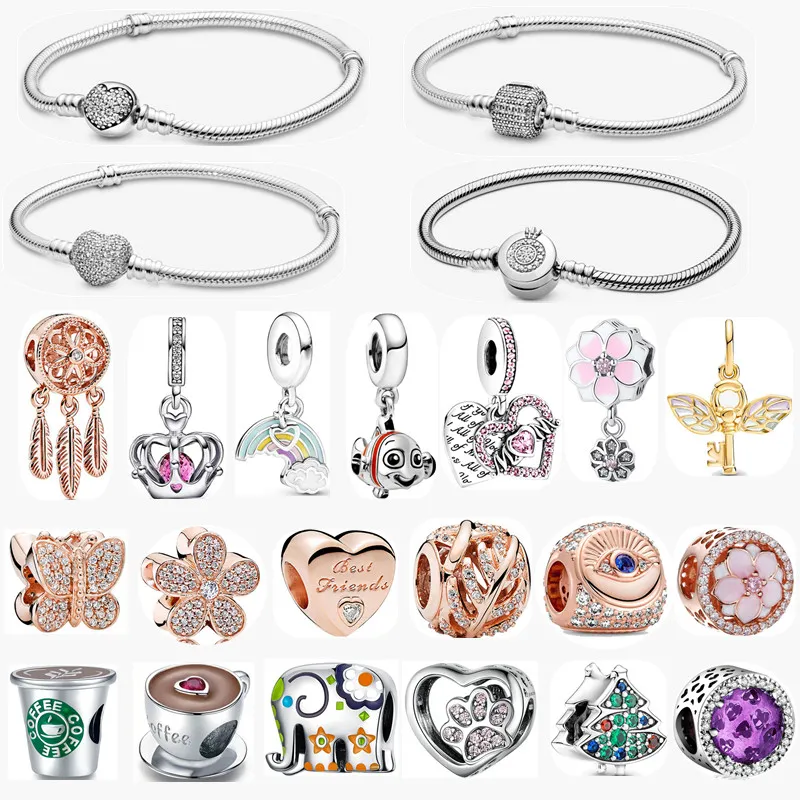 Yeni Charms Bilezikler S925 STERLING Gümüş Boncuk Bilezik Seti Diy bayanlar Charm Moda Takı Orijinal Fit Pandora Soyutları