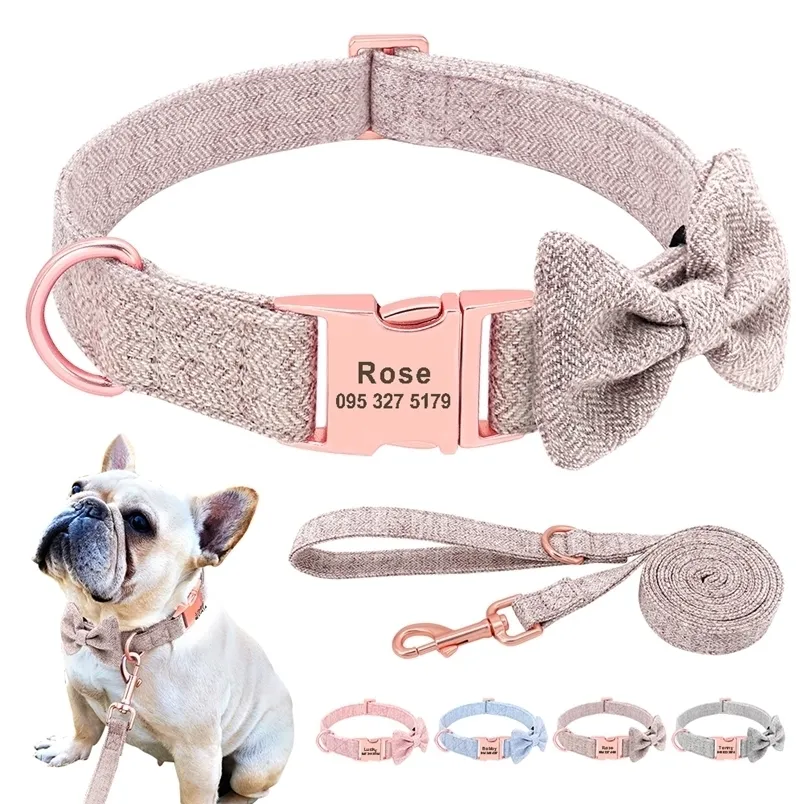 Colar de gola de cachorro personalizada definir colares de estimação personalizados de alta qualidade com colarinhos de cães ajustáveis ​​de gravata borboleta de colarinho grátis 220610
