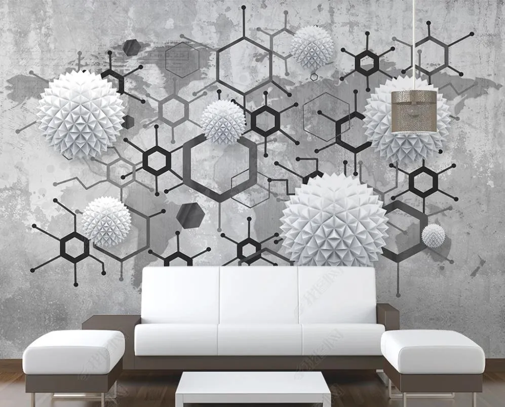 3D WallPapers MURAL RETRO Industrial Ball Fundo de fundo de parede Pintura de parede Sala de estar Murais de decoração de quarto no papel de parede para paredes