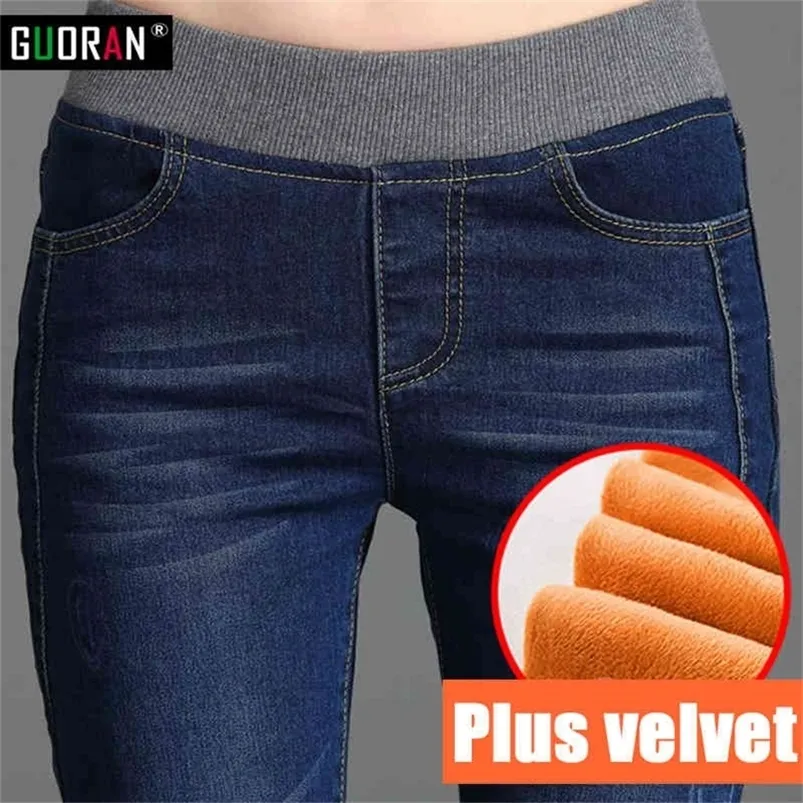 Vinter tjockare hög midja jeans kvinnor strentch mager kvinna byxor pantalon jean femme kvinnliga byxor plus storlek 26 34 210412