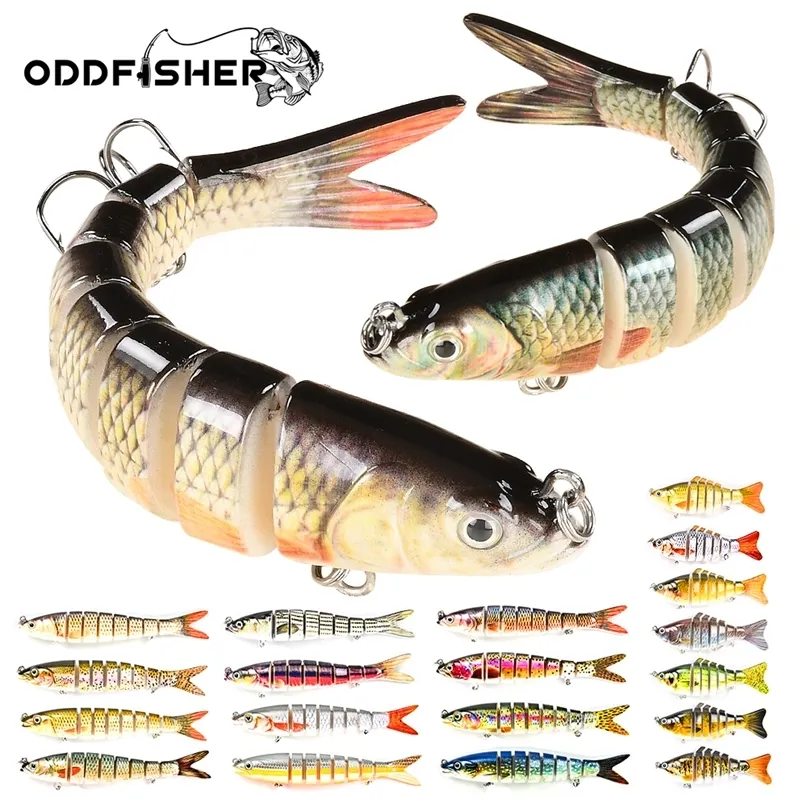 Oddfisher 1014 cm Angelköder mit Gelenk, sinkender Wobbler für Hecht, Swimbait, Crankbait, Forelle, Bass, Angelzubehör, Angelköder, 220711