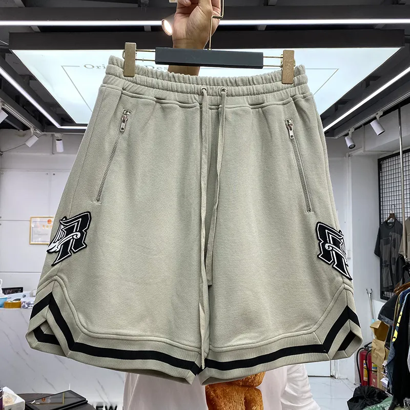 Shorts Ribbon Patchwork Running Jogger Men Women Fleece Embroidery Baggy Skateboard Beach Short Pants